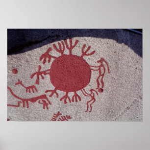 Pôster Figures and animals around a sun