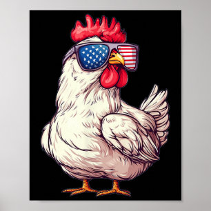 Poster Figurino De Frango Patriótico Para Meninos E Gir