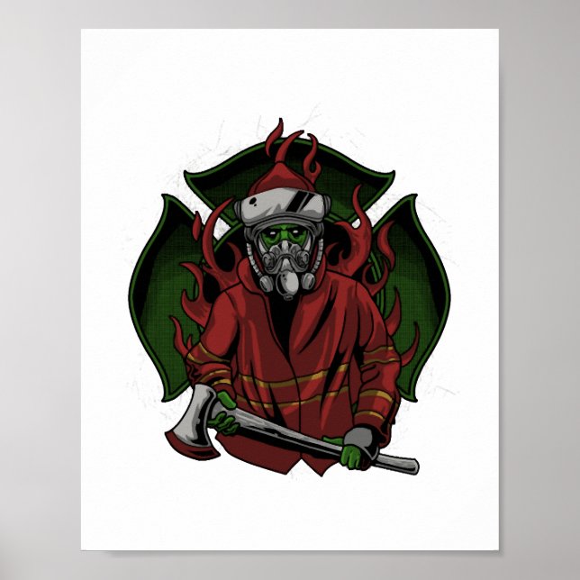 Poster Figurino de Halloween do Bombeiro (Frente)