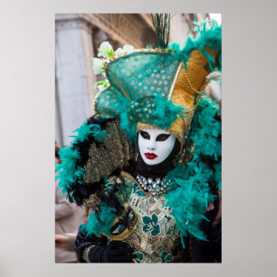 Pôster Figurino do Carnaval de Teal, Veneza