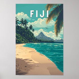 Poster Fiji Illustration Viagem Art Vintage