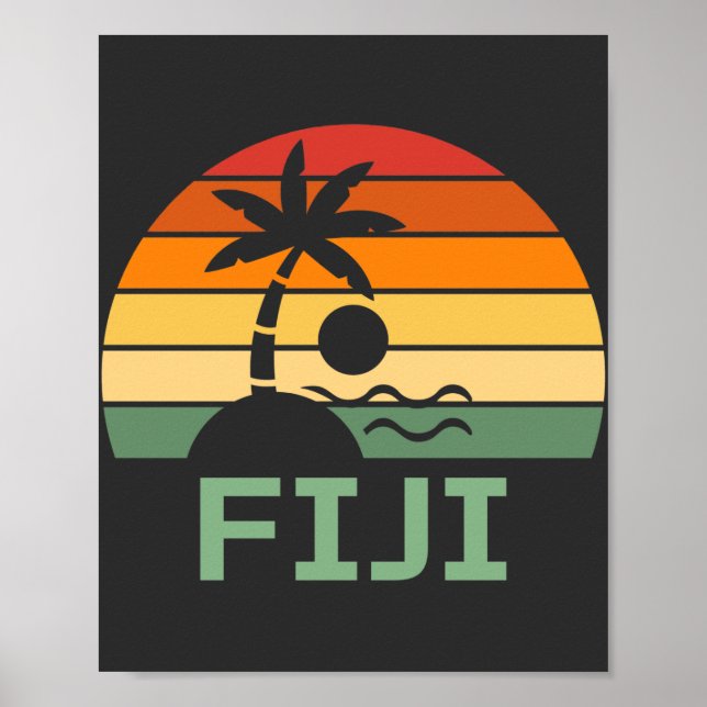 Poster Fiji Vintage Palm Trees Summer Beach (Frente)
