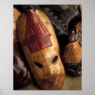 Poster Fiji, Viti Levu Mask no mercado municipal.