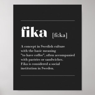 Poster Fika definition the coffee break from Sweden T-Shi