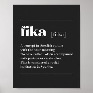 Poster Fika definition the coffee break from Sweden T-Shi