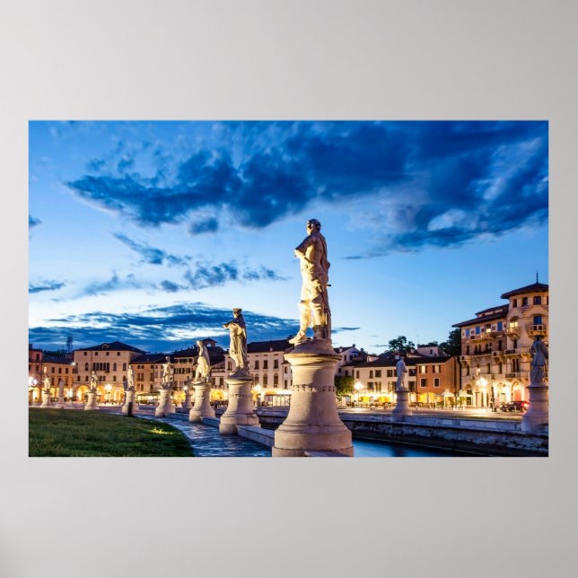 Poster Fila de estátuas iluminadas em Padova (Frente)