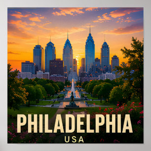 Poster Filadélfia Cidade Histórica Americana da Pensilvân