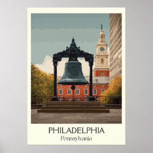 Poster Filadélfia PA Vintage Liberty Bell History Art
