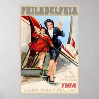 Poster Filadélfia Pensilvânia TWA Trans World Airlines