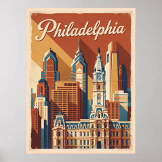 Poster Filadélfia Pensilvânia Viagem Vintage