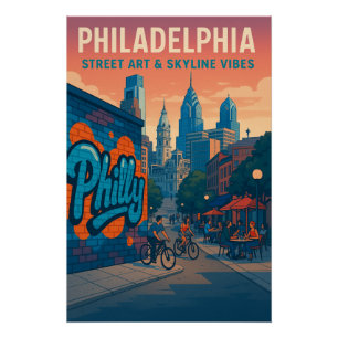 Pôster Filadélfia - Street Art & Skyline Vibes