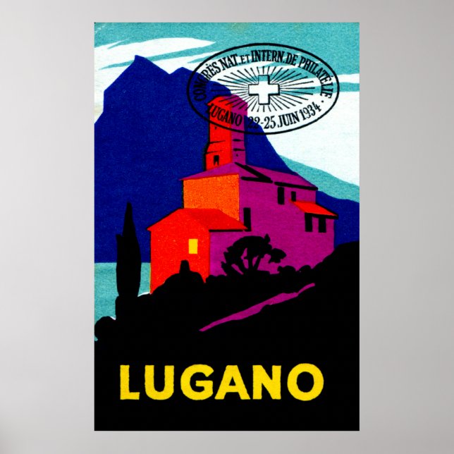 poster Filatélico de Lugano 1934 (Frente)