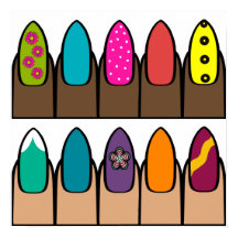 Fileiras Brilhantes de Unhas Pintadas