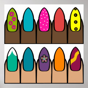 Poster Fileiras Brilhantes de Unhas Pintadas