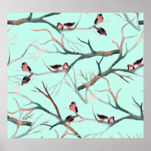 Poster Fileiras de Árvores de Aves do inverno