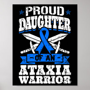 Poster Filha De Um Guerreiro Ataxia Blue Awarness Ribbo