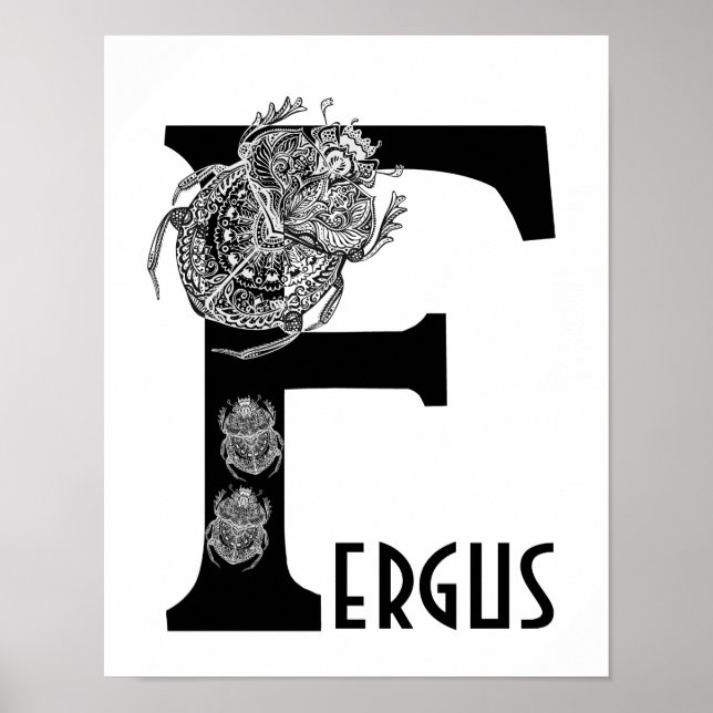 Poster Filha espírita personalizada F Nome Furgus Beatles (Frente)
