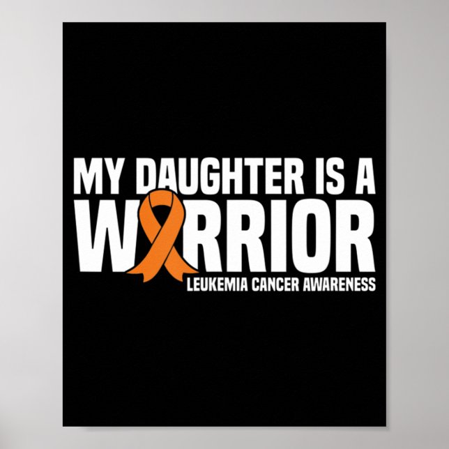 Poster Filha Guerreira Laranja Fita Leucemia Cancer Awa (Frente)