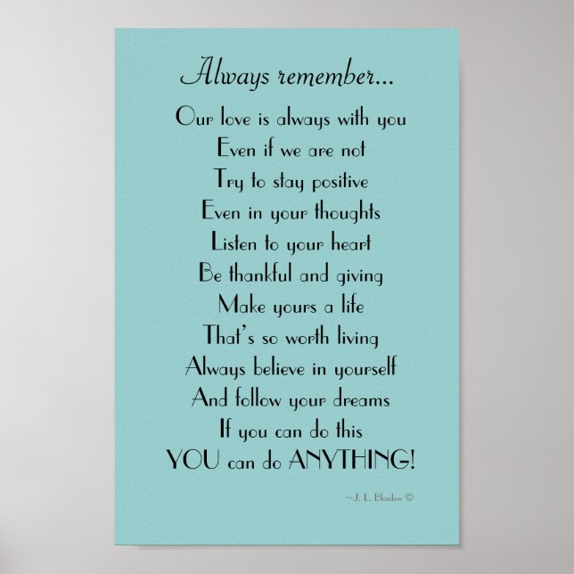 Pôster Filha Inspiradora / poema filho de pais (Frente)