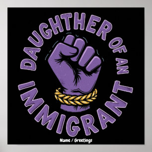 Poster Filha Orgulhosa de um Imigrante Abraçando sua Hera