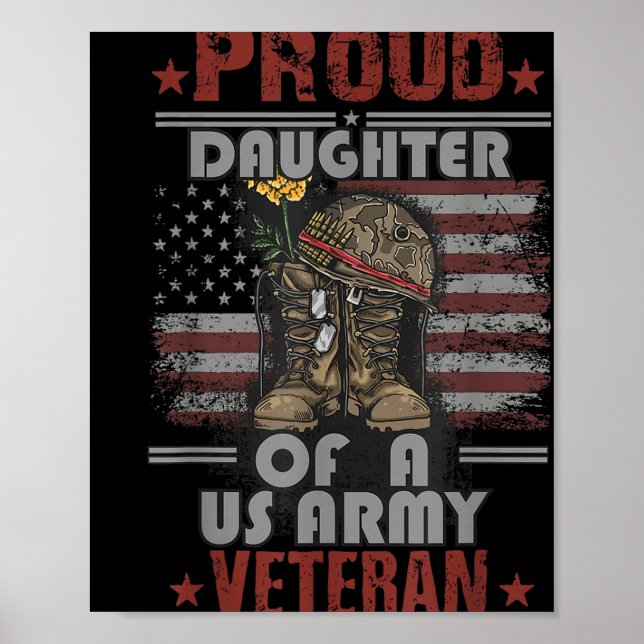 Poster Filha Orgulhosa De Um Veterano Do Exército Dos Eua (Frente)
