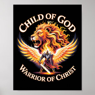 Poster Filho de Deus Guerreiro de Cristo Leão Cristão