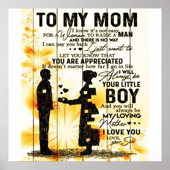 Poster Filho - Minha Letra Mãe | Presente para novo Decor (Frente)