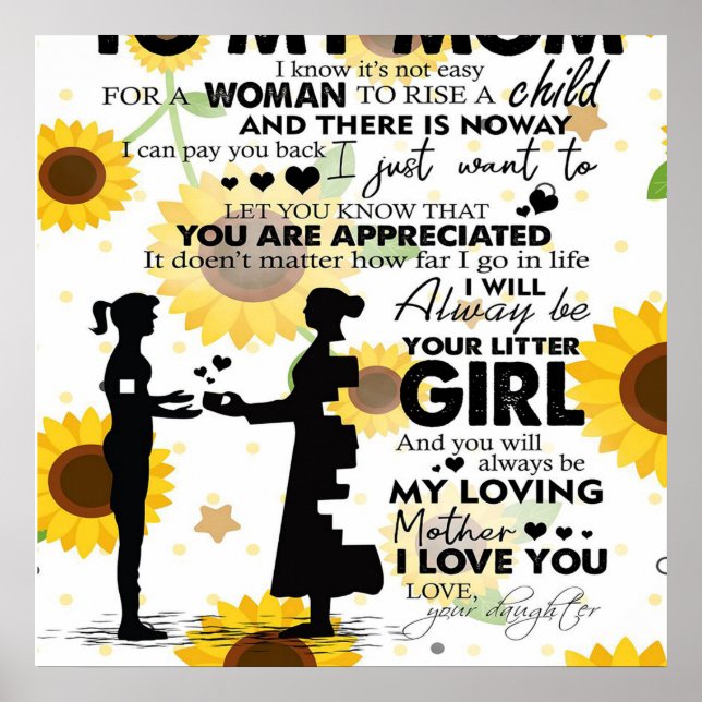 Poster Filho Para Minha Mãe Presente | Letra Mãe Adorável (Frente)