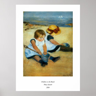 Pôster Filhos de Mary Cassatt na praia (1884)