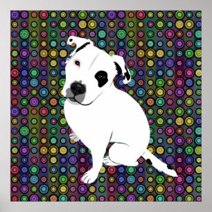 Poster Filhote de cachorro branco bonito de Pitbull no