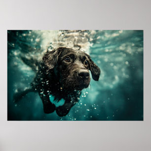Poster Filhote de Labrador Nadando Debaixo d'Água Design
