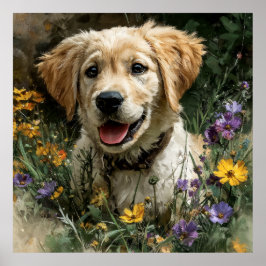 Poster Filhote de Retriever Dourado Prado de Flor Silvest