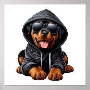 Poster Filhote de Rottweiler com Moletom com Capuz