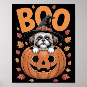 Poster Filhote de Shih Tzu Fantasiado em Abóbora no Hallo