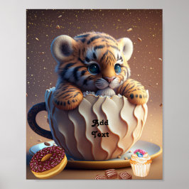 Poster Filhote de Tigre Fofo em uma Caneca Berçário Perso