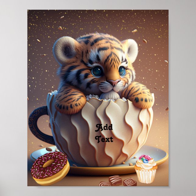 Poster Filhote de Tigre Fofo em uma Caneca Berçário Perso (Frente)