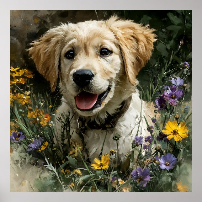 Poster Filhote Dourado Flor Silvestre Alegria (Frente)
