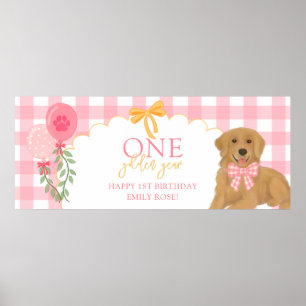 Poster Filhote Retriever Um Ano de Idade Rosa