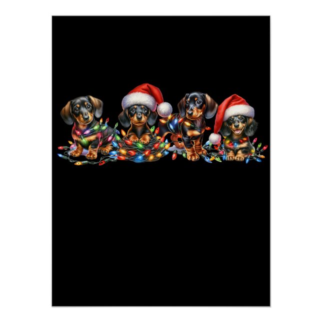 Pôster Filhotes de Dachshund de Natal (Frente)