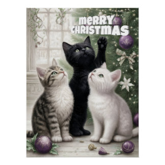 Pôster Filhotes de Gato Feliz Natal