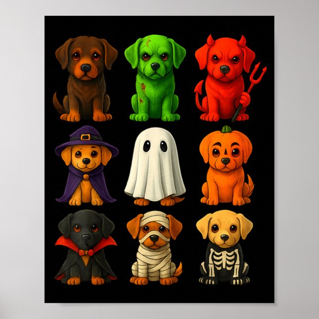 Poster Filhotes de Labrador de Halloween do Black Lab Fan (Frente)