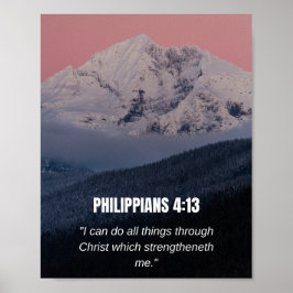 Poster Filipenses 4:13 Versículo da Bíblia KJV Montanha e