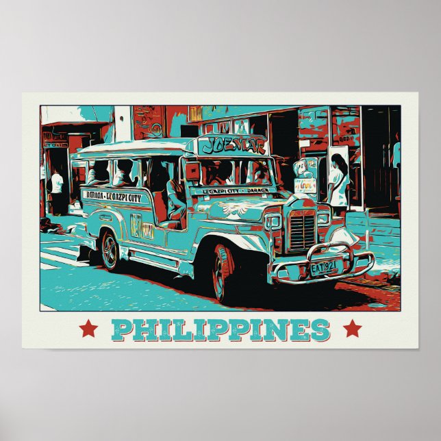 Poster Filipinas, jeepney icônico em Manila (Frente)