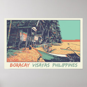 Poster Filipinas, praia de Boracay nas ilhas Visayas