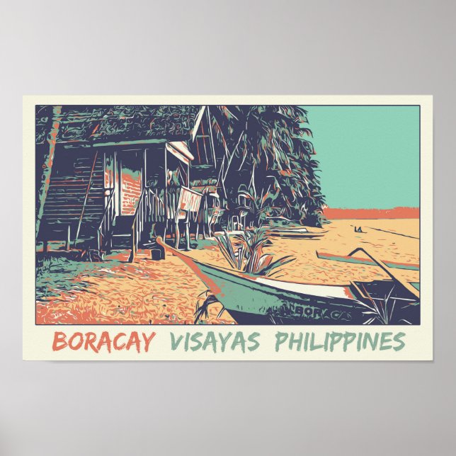 Poster Filipinas, praia de Boracay nas ilhas Visayas (Frente)