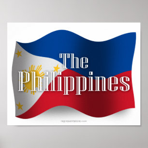 Pôster Filipinas que acenam a bandeira