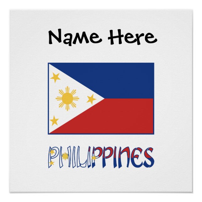 Pôster Filipinas: Sinalizador Filipino Personalizado (Frente)