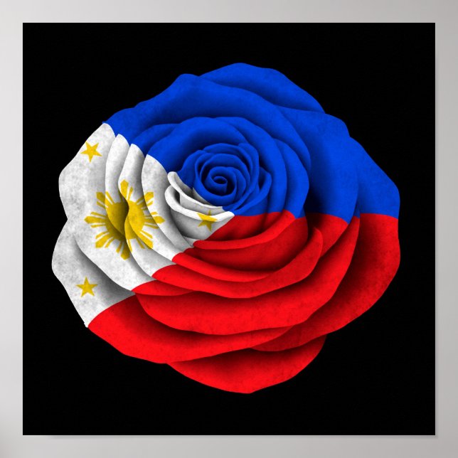 Poster Filipino Rosa Flag em preto (Frente)
