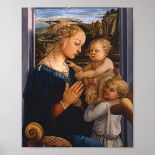 Poster Filippo Lippi - Madonna E Criança Com Dois Ângul
