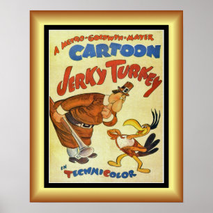 Poster Filme de desenho animado, Turquia Jerky, Dourado e